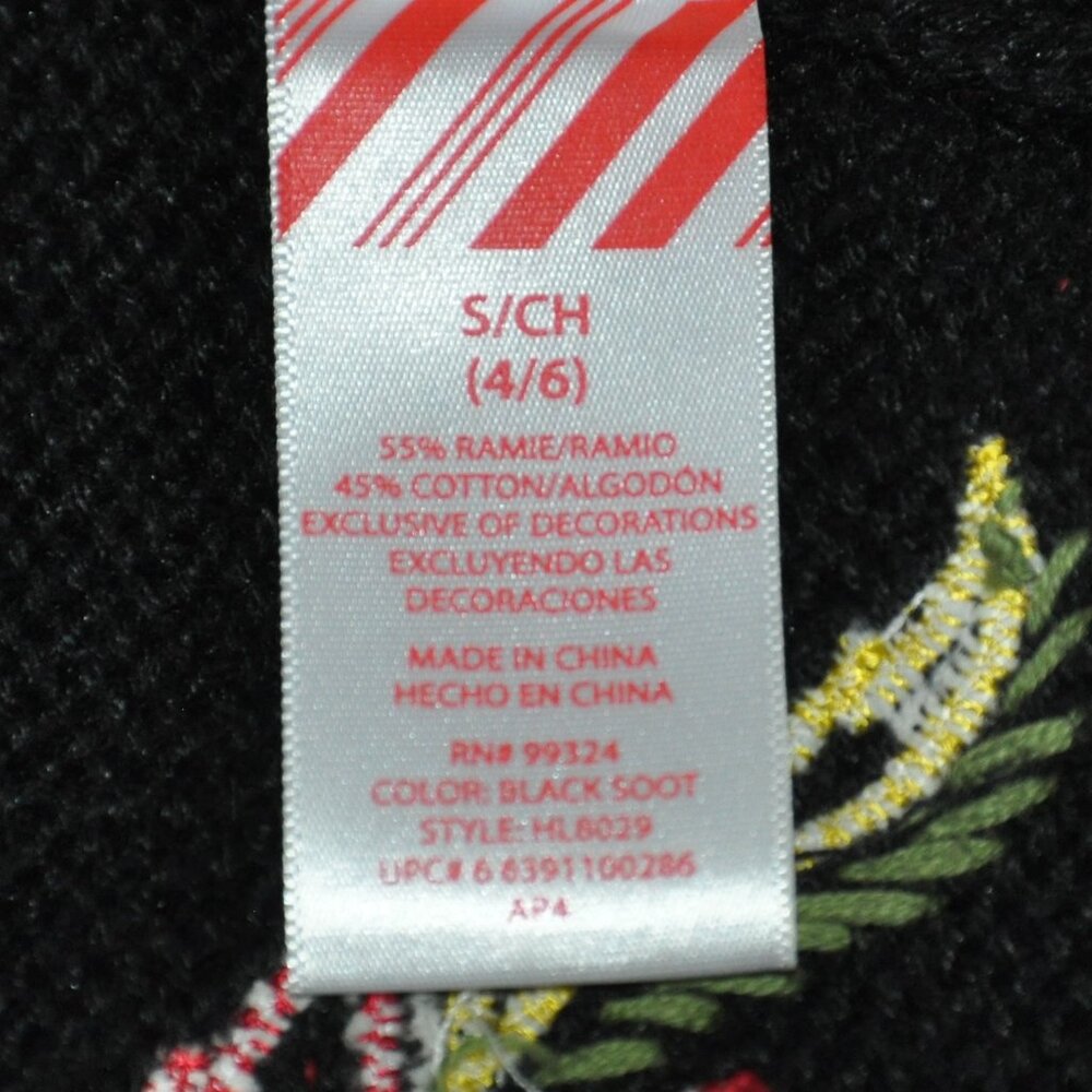 Vintage Black Knit Sweater Vest Festive Poinsettia Embroidery Sequin & Beading S - Picture 4 of 4